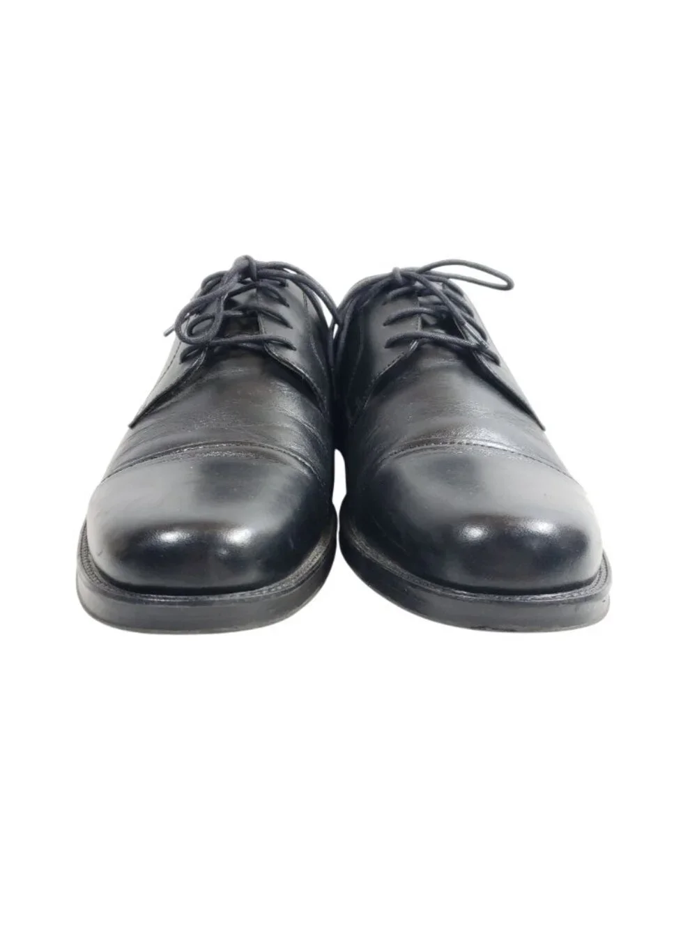 Chaps Mens Size 11.5 Black Leather Cap Toe Derby Shoes